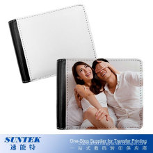 Sublimation Black PU Purse Double-Folded Single-Side Men′s Wallet for Heat Transfer Printing